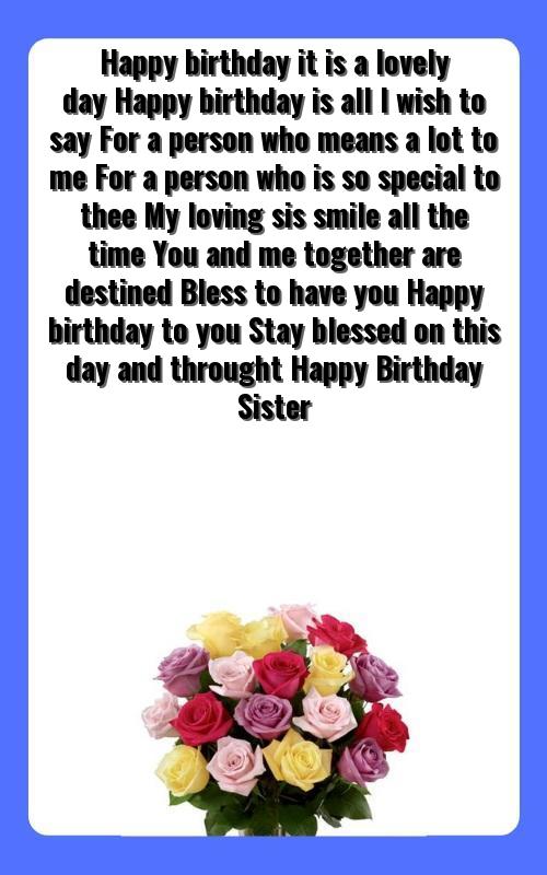 happy birthday note to sister